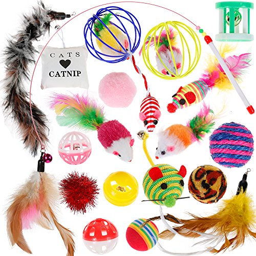 Nabance Katzenspielzeug, 20 Stück - für Hauskatzen, Beschäftigungsspielzeug für Katzen, Katzen-Ball, Katzen-Feder, interaktives Spielzeug-Set mit Katzenminze für Hauskatzen und Kitten / Katzenwelpen Nabance Katzenspielzeug, 20 Stück - für Hauskatzen, Beschäftigungsspielzeug für Katzen, Katzen-Ball, Katzen-Feder, interaktives Spielzeug-Set mit Katzenminze für Hauskatzen und Kitten / Katzenwelpen